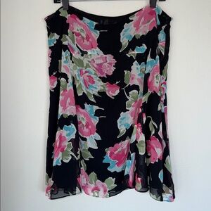 Vintage Floral Chiffon Whimsical 90’s Flowy Midi Skirt